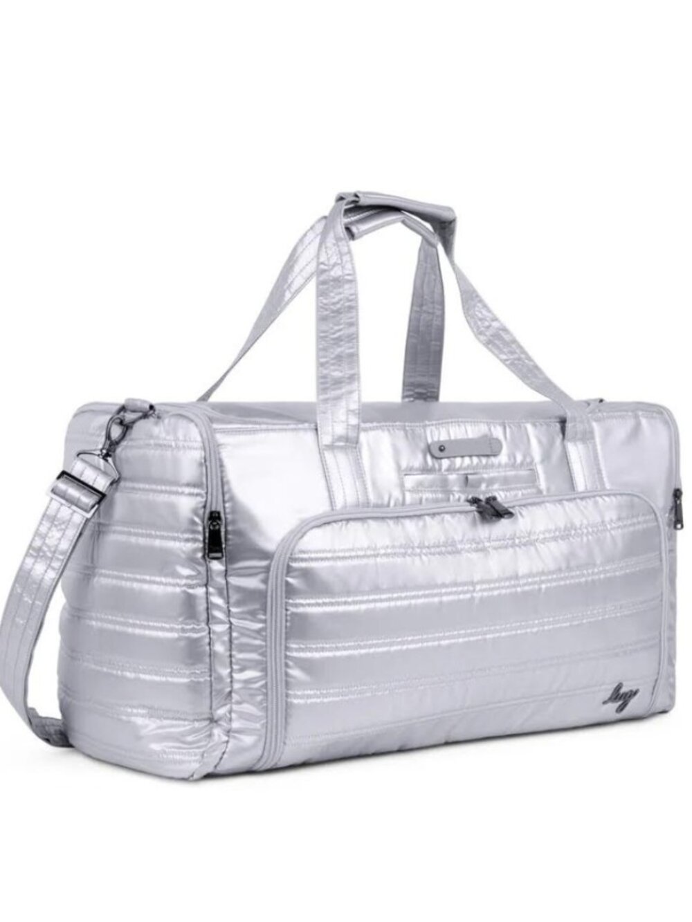 Lug Trolley Duffel Bag Metallic Silver Spacious Travel Bag